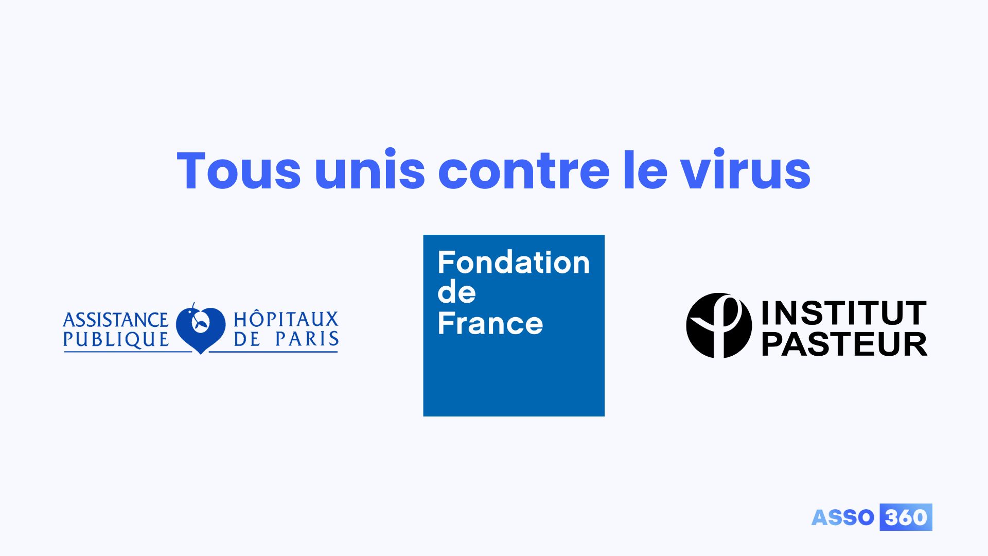illustration montrant les logos des trois organisations qui constituent l’alliance créée pour l’action Tous unis contre le virus
